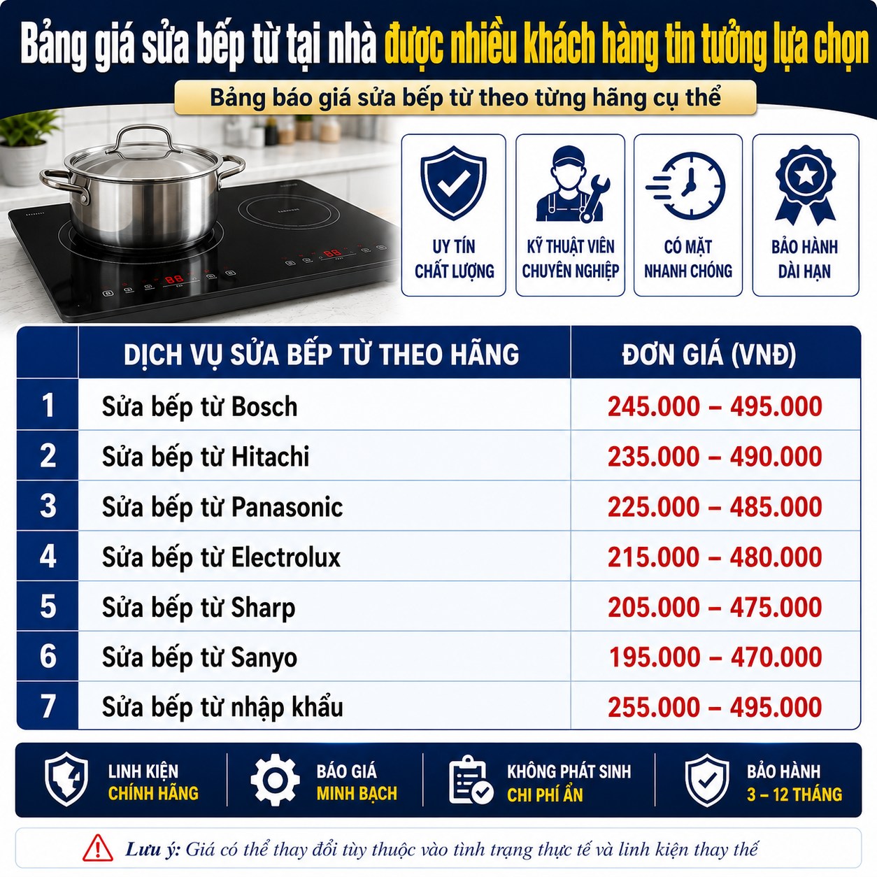 Bảng giá sửa bếp từ đối với từng hãng thương hiệu bếp từ: giá sửa bếp từ Bosch, sửa bếp từ Hitachi, giá sửa bếp từ Electrolux, giá sửa bếp từ Sharp, giá sửa bếp sanyo, giá sửa bếp từ nhập khẩu Bảng giá sửa bếp từ đối với từng hãng thương hiệu bếp từ: giá sửa bếp từ Bosch, sửa bếp từ Hitachi, giá sửa bếp từ Electrolux, giá sửa bếp từ Sharp, giá sửa bếp sanyo, giá sửa bếp từ nhập khẩu