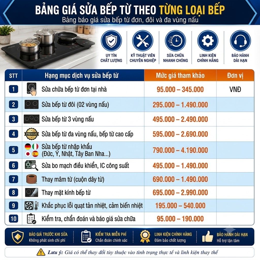 Bảng giá sửa bếp từ đơn, giá sửa bếp từ đôi, 3 và đa vùng nấu mới nhất. Giá sửa bếp từ Đức, Ý, Nhật, Tây Ban Nha... Giá sửa lỗi cảm biến nhiệt - chuyena66-com Bảng giá sửa bếp từ đơn, giá sửa bếp từ đôi, 3 và đa vùng nấu mới nhất. Giá sửa bếp từ Đức, Ý, Nhật, Tây Ban Nha... Giá sửa lỗi cảm biến nhiệt - chuyena66-com