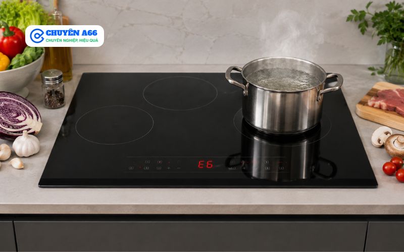 Bếp từ Mitsubishi báo lỗi E6 do quá nhiệt, quạt tản nhiệt hỏng, khe thông gió bị bít hoặc cảm biến nhiệt hoạt động bất thường, hướng dẫn nhận biết nguyên nhân và cách xử lý an toàn.