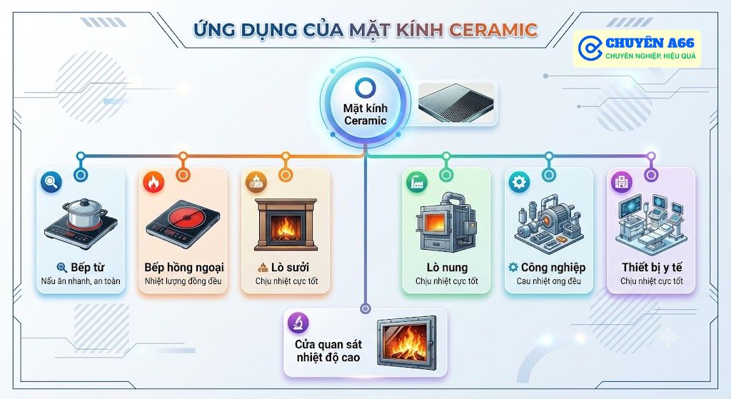 Các ứng dụng phổ biến của mặt kính ceramic